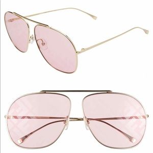 Fendi 64mm Oversize Lenticular Aviator Sunglasses